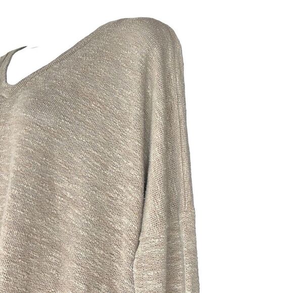 Talulla Tan Oversized V Neck Long Sleeve Stretch Pullover Sweater Medium Boho - Picture 4 of 9